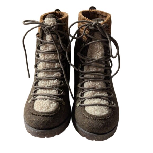 New Korks Women's Elin Rustic Brown Wool Blend Lace-up Bootie Boot Size 8.5 NWOB - Picture 5 of 9